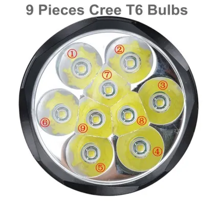 9 LEDs XM-L Bright 10000 lumens led flashlight