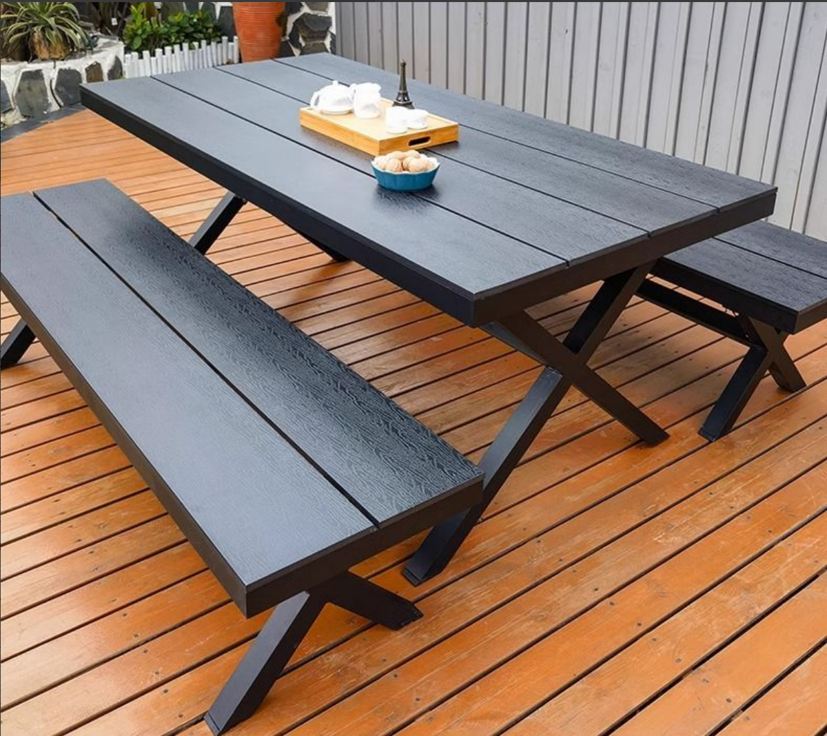 Outdoor chair with carbon steel frame