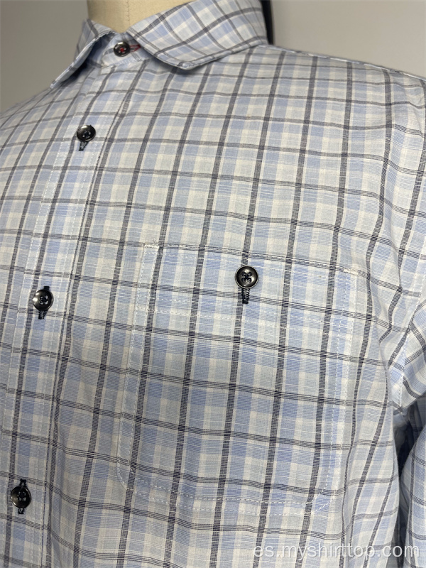 Camisa a cuadros Poplin para hombres de negocios