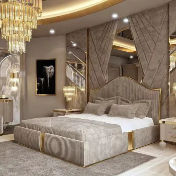 Royal Luxury Modern Italian Design King Size Bed Frame and Furniture Set