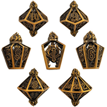 Customizable Metal DND Dice Set - 7 Piece Set for Dungeons and Dragons RPG