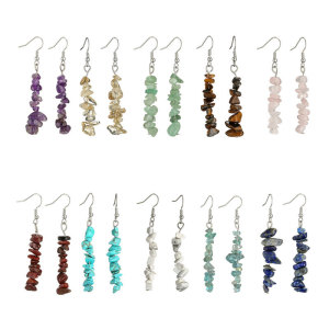 Boucles d&#39;oreilles en pierre en pierre naturelle pour les femmes boucles d&#39;oreilles à crochet de chakra et boucles d&#39;oreilles en pierre de pierre précieuse chakra