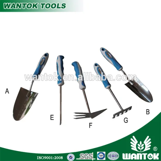 Blue & white componets handle S/S Garden Tool Set, 5pcs/set