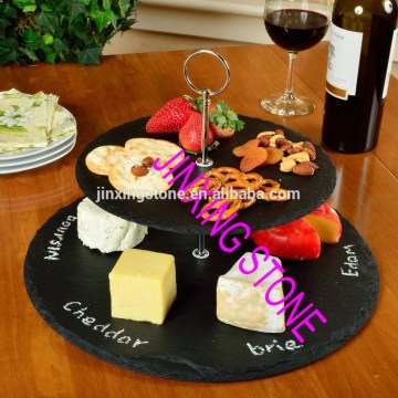 New Slate 2 Tier Cake Stand, Cup Cake, Muffin, Dining Room, Kitchen Display/2 Tier Slate Cake Stand with Chrome Handle