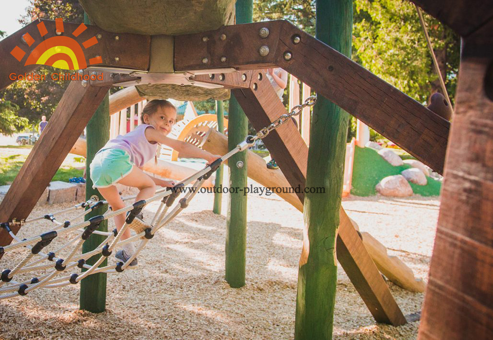 Outdoor Children Natural Wooden Playground For Sales