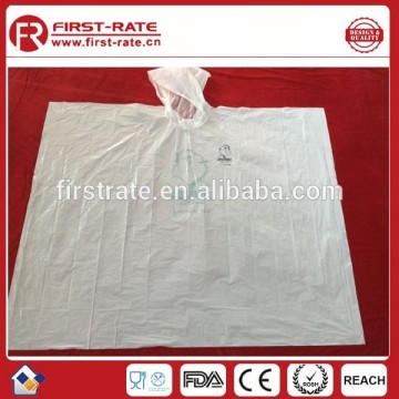 One time use white rain poncho and rain coat
