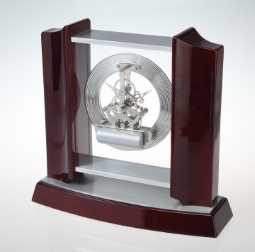 Glass Rosewood Piano Finish Beveled Desk Clock Award Desk Clocks