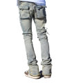 Pantalones de jeans apilados de bengala con lana ácida personalizada