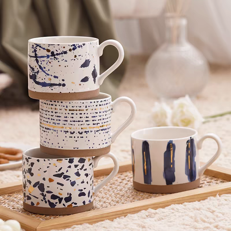 Abstract - Patterned Ceramic Mugs Set