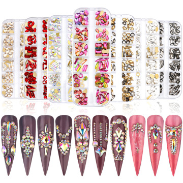 Wholesale 12 Grids Colorful Glass Flat Back Rhinestones: OEM, ODM Customized Options Available