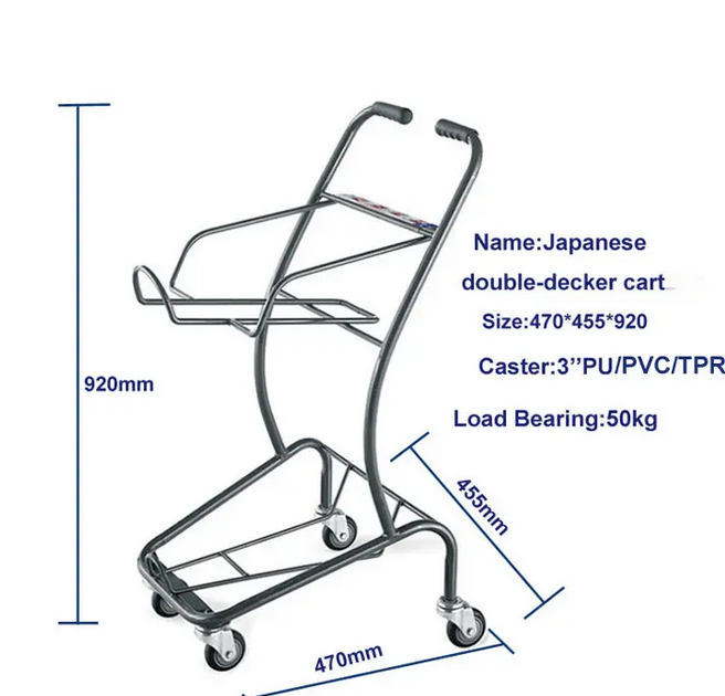 High Capacity Steel Hand Trolley with Double Layers