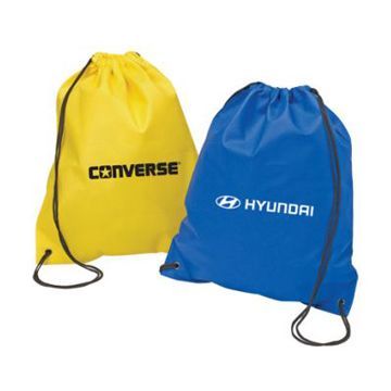 210D Polyester/PVC Drawstring Backpacks, Triangle Parts with Eyelets on both Bottoms