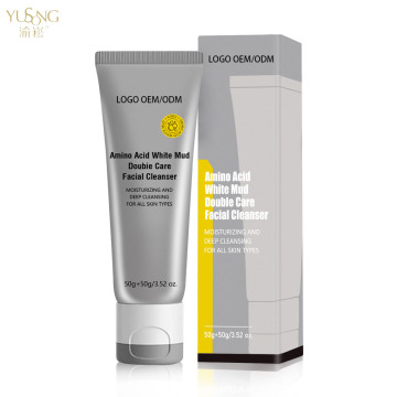 Aminoácido OEM Cleanser facial de doble cañón para el control del aceite y la hidratación con arcilla blanca