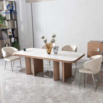 Mesa de comedor de madera de lujo Juego de 12 plazas con sillas de mármol para restaurantes en Foshan, China
