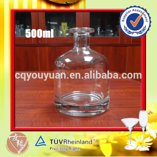 500ml volume unique round tequila bottle with cork top