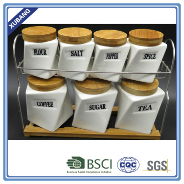 Porcelain ceramic storage jar with lid