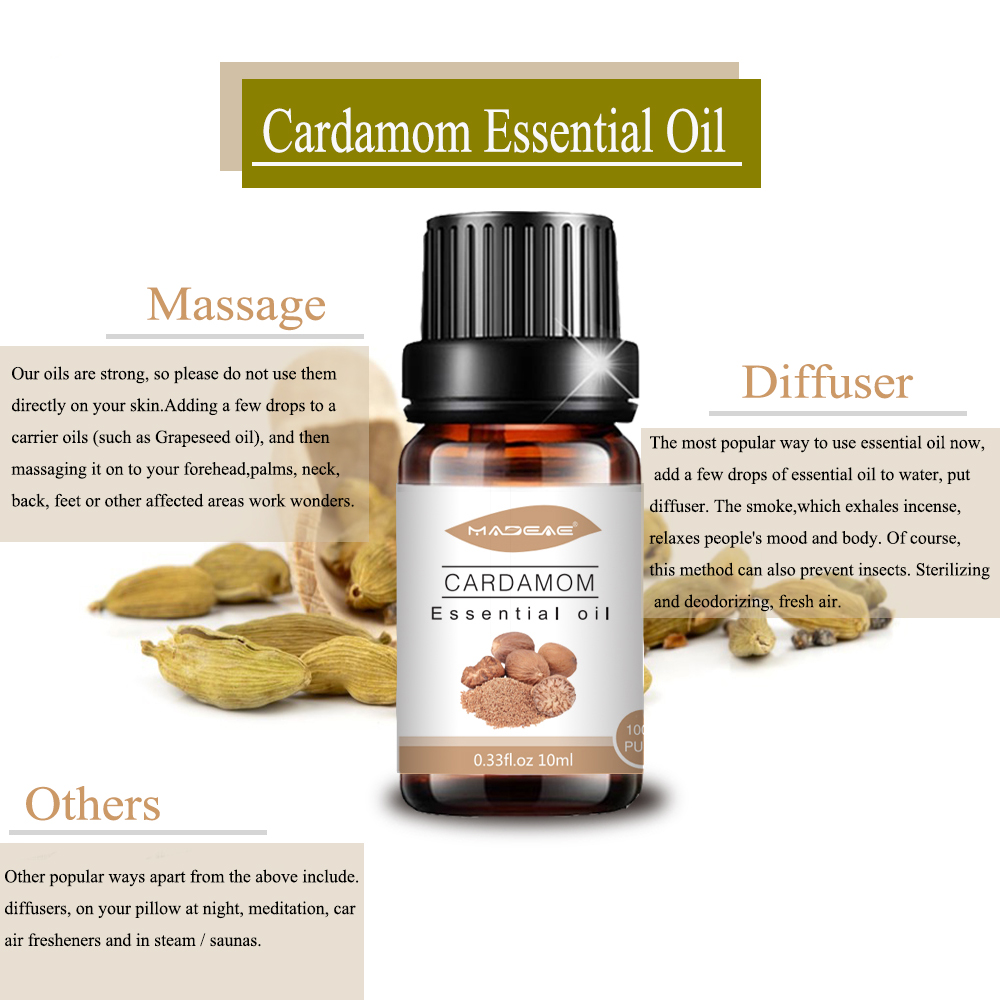 Aceite esencial de cardamomo natural para el cuerpo sano OEM/ODM