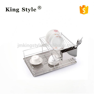 Two-Layer Stainless Steel Dish Rack / Drainer Rack With S.S. Tray, Knife Holder & Chopsticks Holder For Kitchen