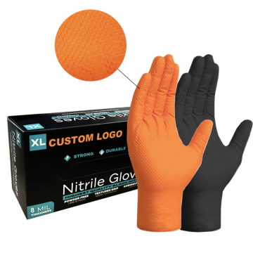 Custom OEM Logo Diamond Texture Pure Nitrile Gloves for Industries and Services