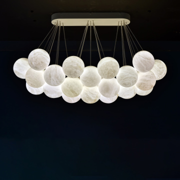 Factory Price Alabaster TRIPLE BOLKY Custom Chandelier Brass Lamps