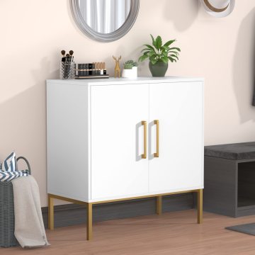 Modern White Storage Cabinet with Adjustable Shelves for Living Room and Bedroom