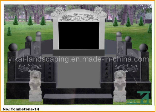 Black Tombstone, Granite Gravestone, Monument, Memorial, Headstone (YKTMS-14)