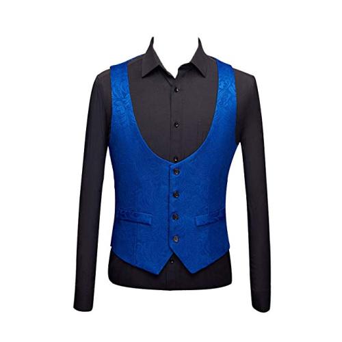 Blue Satin Blazer Coat Pants Vest Stage Suit