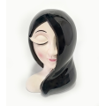 Black Hair Long Eyelash Girl Смола Цветочная Ваза