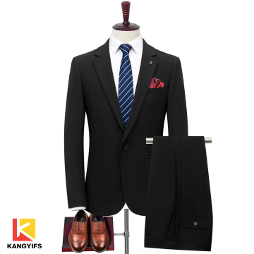 Men's Workplace Commuting Black Formal Suit Set