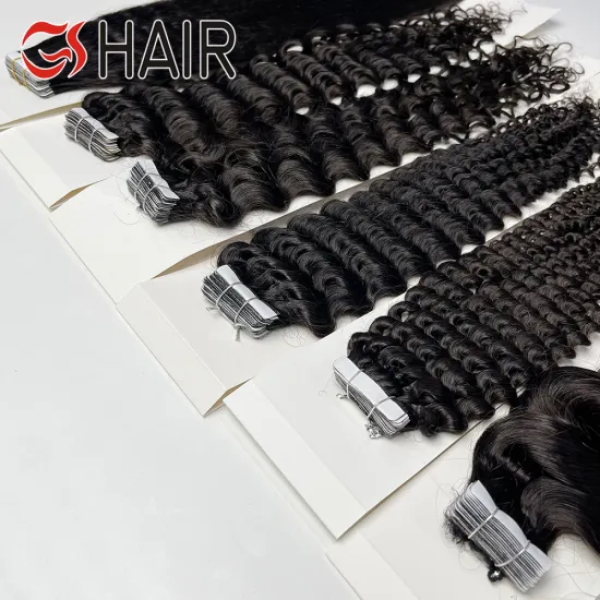 Indian Water Wave Afro Kinky Tape-In Hair Extensions 100% Human Hair