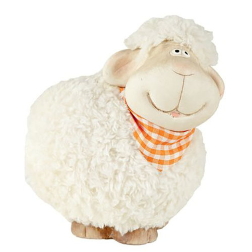 White chubby sheep stuffed toy room decoration