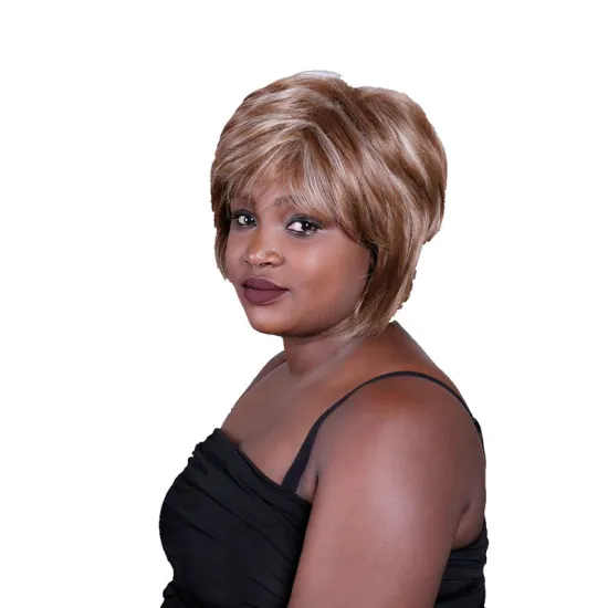 The best-selling brown and grey blended short wig made in China is for older women