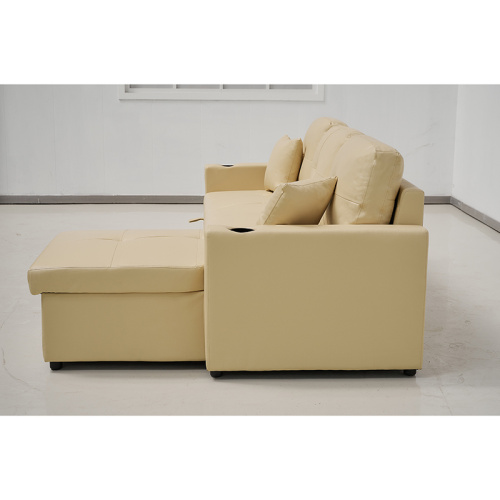 Modern leather sofa bed with storage