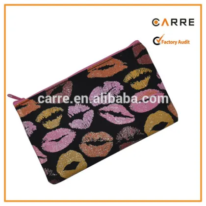 prmotional glitter lip pencil case pencil pouch make up