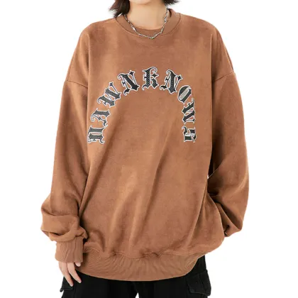 Men's Vintage Letter Embroidered Pullover Sweatshirt