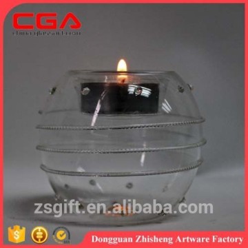 Wholesale crystal glass handicrafts clear glass candle holder for home decorations