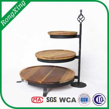 Acacia wood 3 tier Swivel serving tray