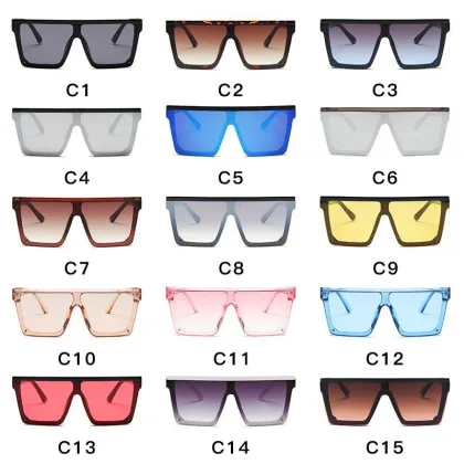 Women's Vintage Oversize UV400 Black Sunglasses - Luxury Brand Square Frames