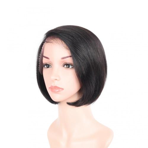 100% NATURAL VIRGIN REMY HUMAN HAIR SHORT LACE FRONT WIG