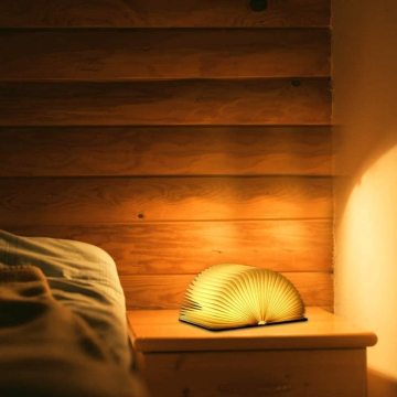 Ready To Ship 3 Color Led Book Shaped Light Lamp Wooden Folding Usb Rechargeable Book Light