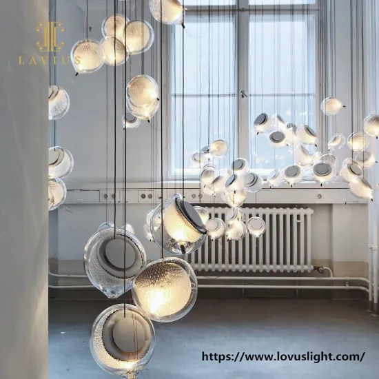 Round squat shape adjustable quantity length modern unique design chandelier & pendant light for villa