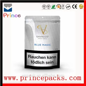 reclosable zipper pipe tobacco packaging bag/tobacco leaf bag