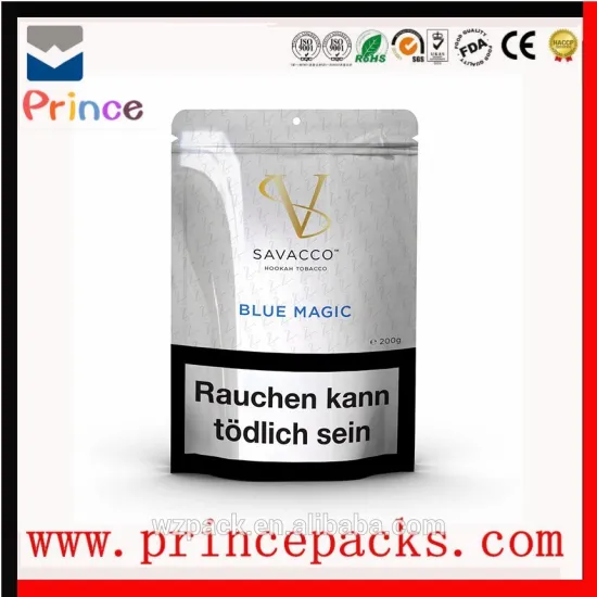 reclosable zipper pipe tobacco packaging bag/tobacco leaf bag