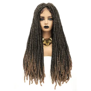 X-tress 28 Inch Dreadlock Braided Wig For Black Women Lace Front Synthetic Hair Wigs With Baby Hair Faux Locs Crochet Braids Wig