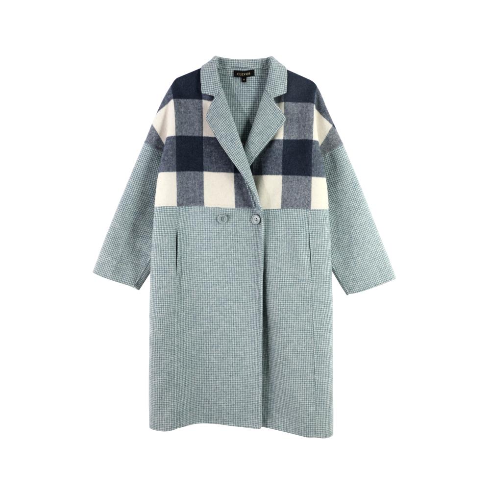 Cappotto di lana plaid irregolare