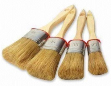 Wood handle bristle oval paint brush