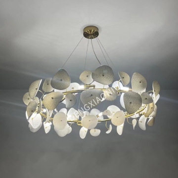 White Ceramic Ginkgo Chandelier for Large Restaurant Projects