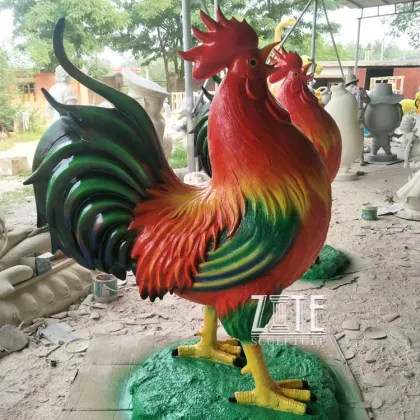 Custom large resin chicken sculpture fiberglass rooster statues for garden