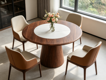 Luxury Marble Dining Table Featuring Rotating Center