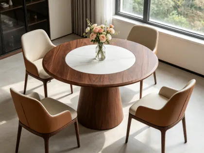 Luxury Marble Dining Table Featuring Rotating Center